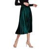 Womens Velvet Sunray Pleats A Line Elegant Skirt - Vert profond S