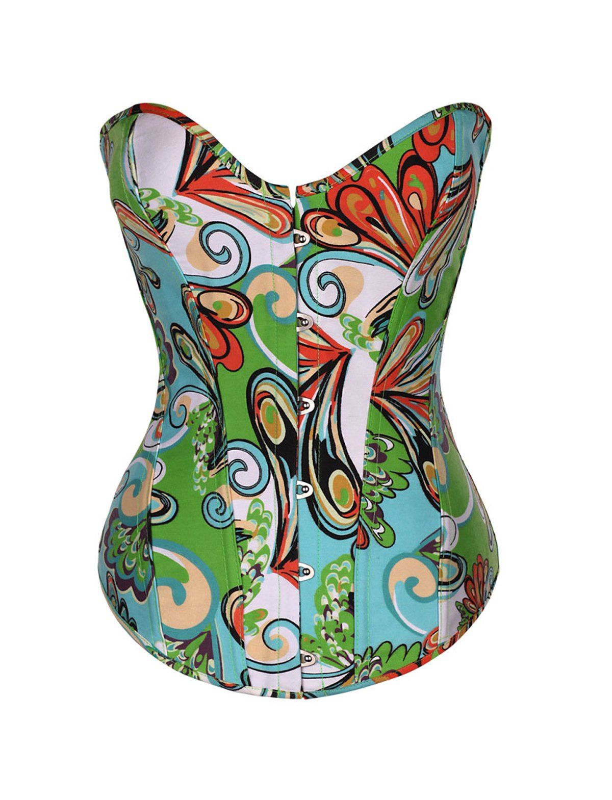 

Fashion Womens Vintage Floral Denim Corset Bustier Top, Green