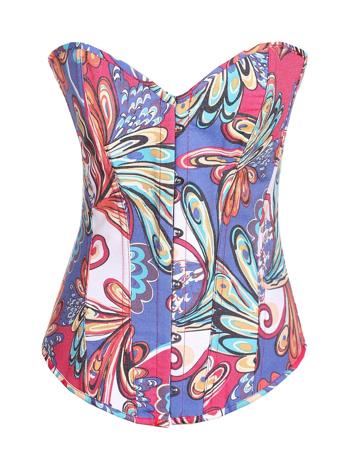 

Fashion Womens Vintage Floral Denim Corset Bustier Top, Purple