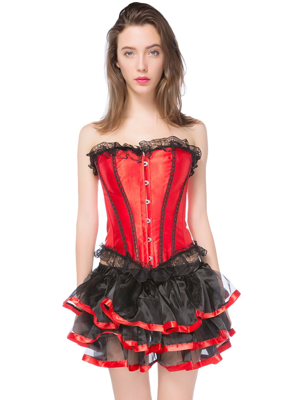 

Gothic Halloween Lace up Corset Skirt, Red