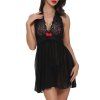 Lace Sexy  Lingerie Halter For Women Two Piece Teddy Babydoll Badysuit - Noir S
