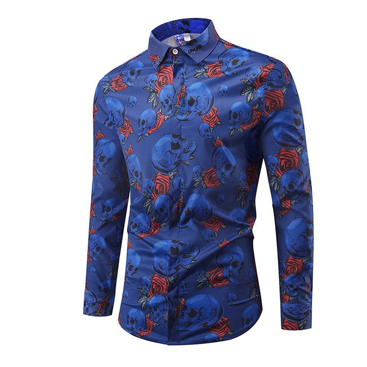 

Particular Skull Printing Long Sleeve Shirts, #005