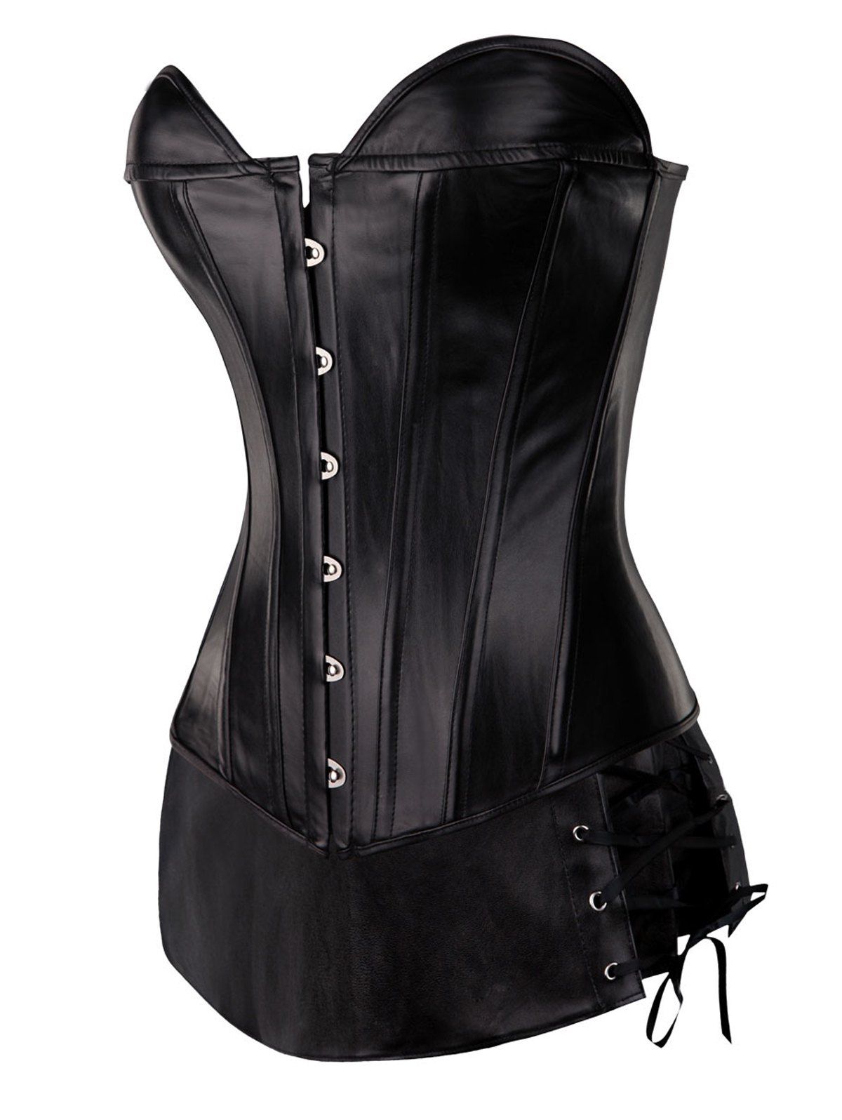 

Plus Size PU Corset Boned Overbust Corset, Black