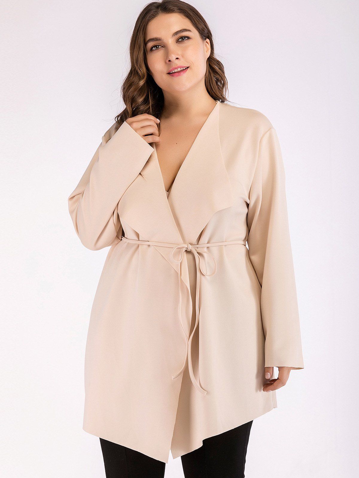 

Plus Size Wide Lapel Coat, Champagne