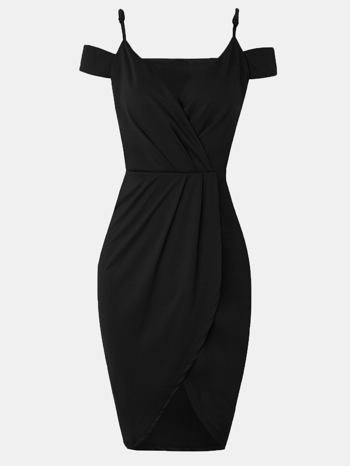 

Women V-neck Wrap dress With Irregular Dress, Black