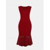 Women Irregular Necklines And Sleeveless Lace Slim Dress - Rouge Lave S