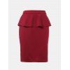 Ruffled Edge Knee Length Pencil Skirt - Rouge Vineux 2XL