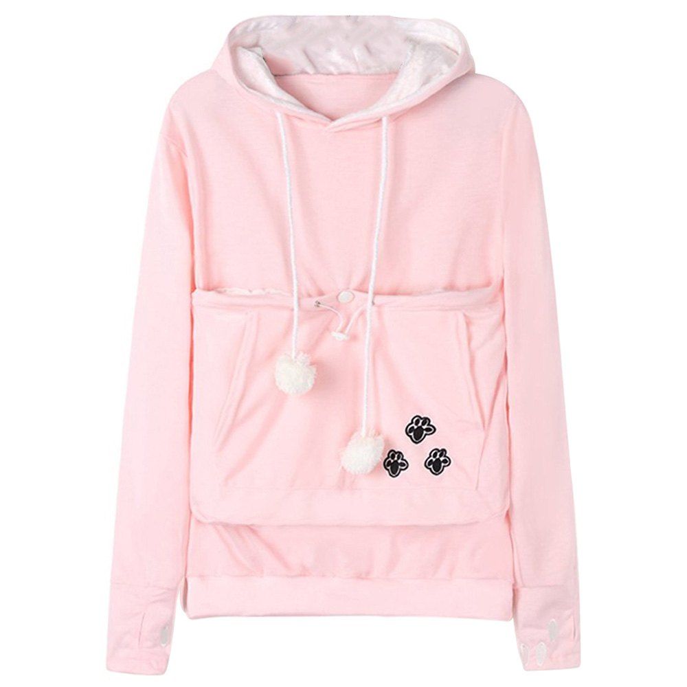 

Casual Style Hoodie Animal Ear Long Sleeves Hooded, Pink