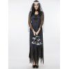 Women's Zombie Ghost Bride Fancy Dress Halloween Costume - Noir et Gris 2XL