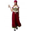 Halloween Costume Sexy Beer Girl Women's Lace up Long Dress With Headband - Rouge vineux XL