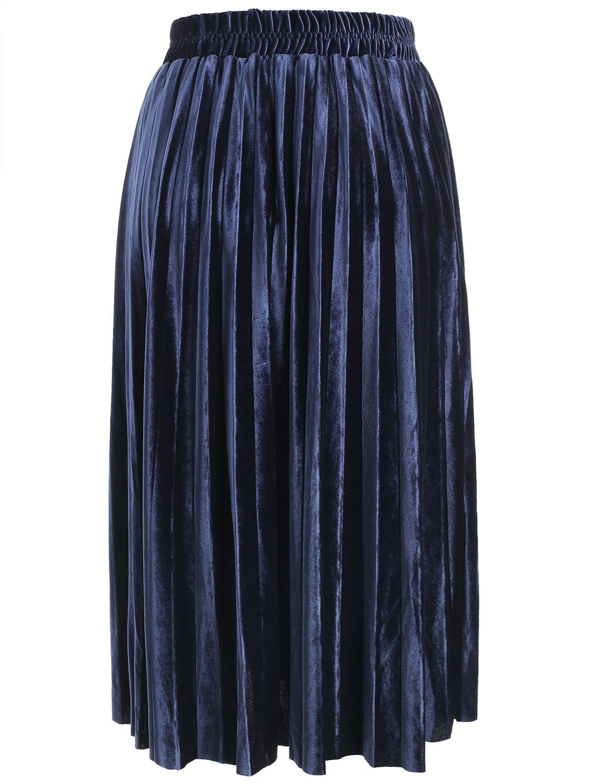 

Womens Velvet Sunray Pleats A Line Elegant Skirt, Royal blue