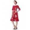 Vintage Backless Floral  Dress - Rouge XL