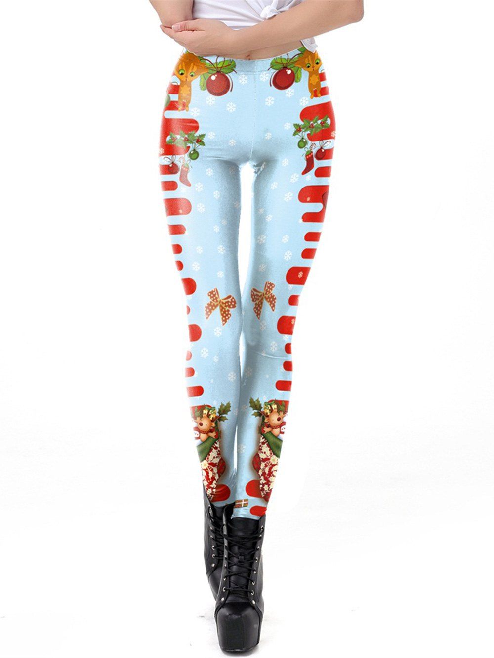 

Womens Digital Print Ugly Christmas Leggings Footless, Blue