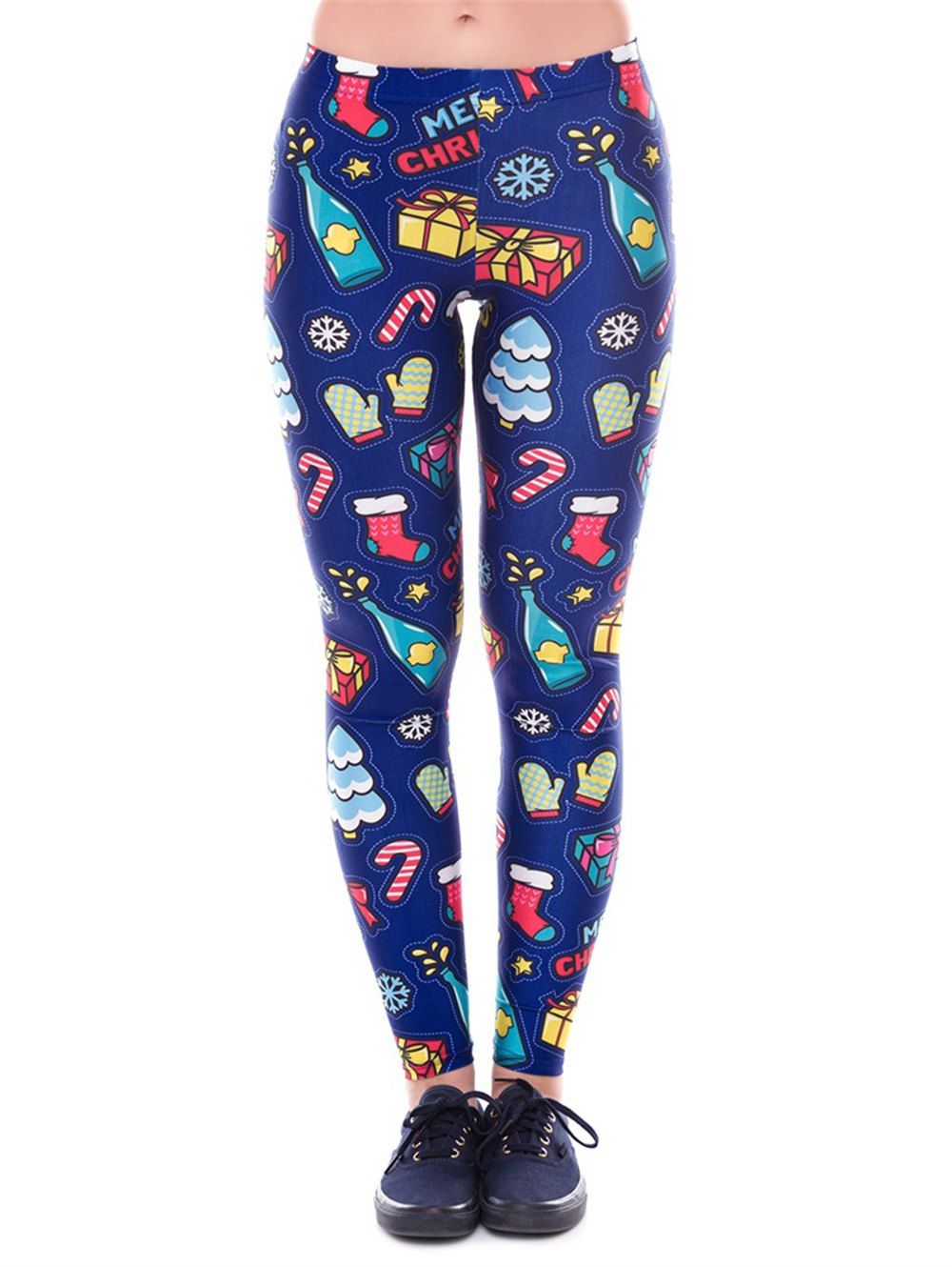 

Womens Digital Print Ugly Christmas Sweater Leggings Tights, Blue