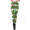 Womens  Christmas Print Active Workout Stretch Footless Leggings - Vert L