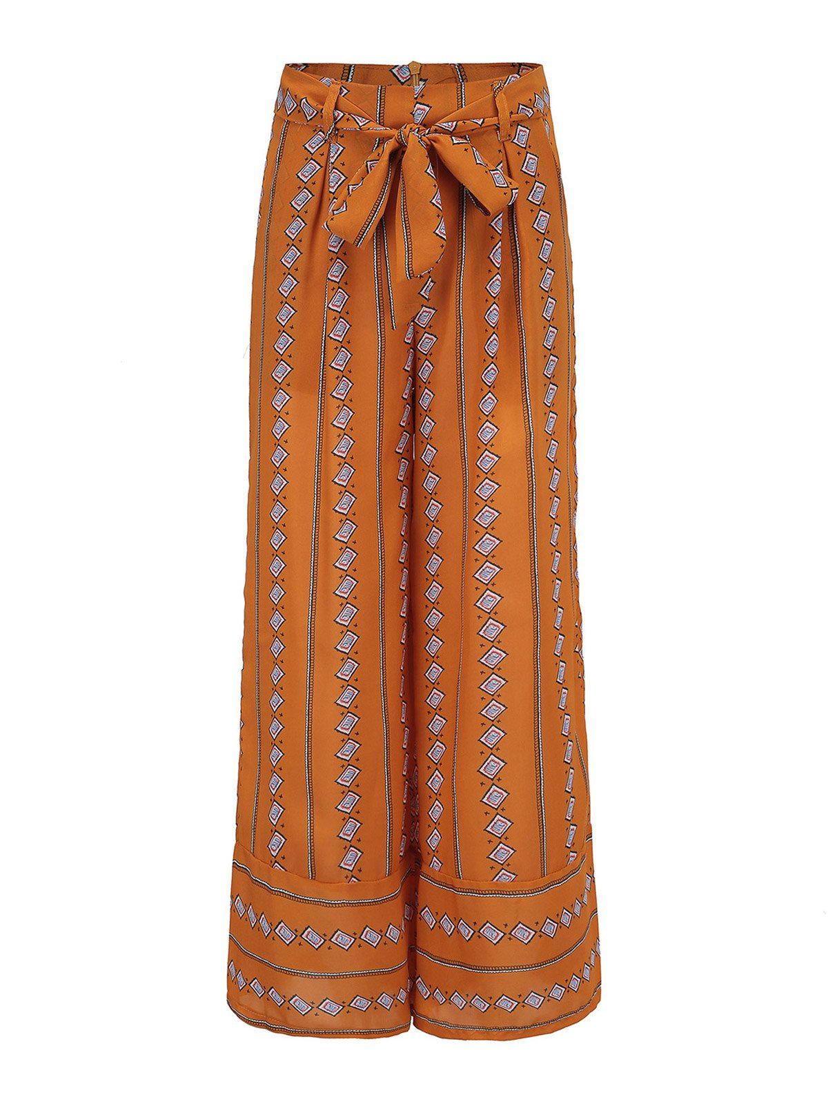 

Bohemian ninth pants striped wide leg pants, Yellow