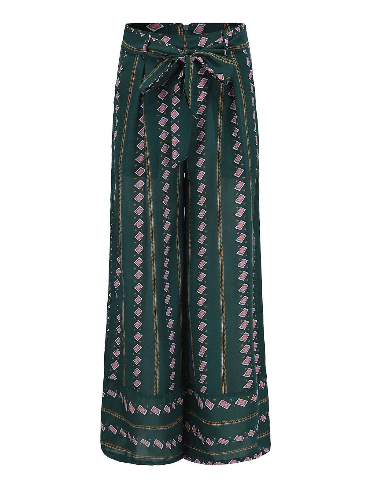 

Bohemian ninth pants striped wide leg pants, Green