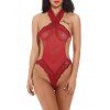 Halter One Piece Teddy Hollow-out Lingerie Sleepwear - Rouge M