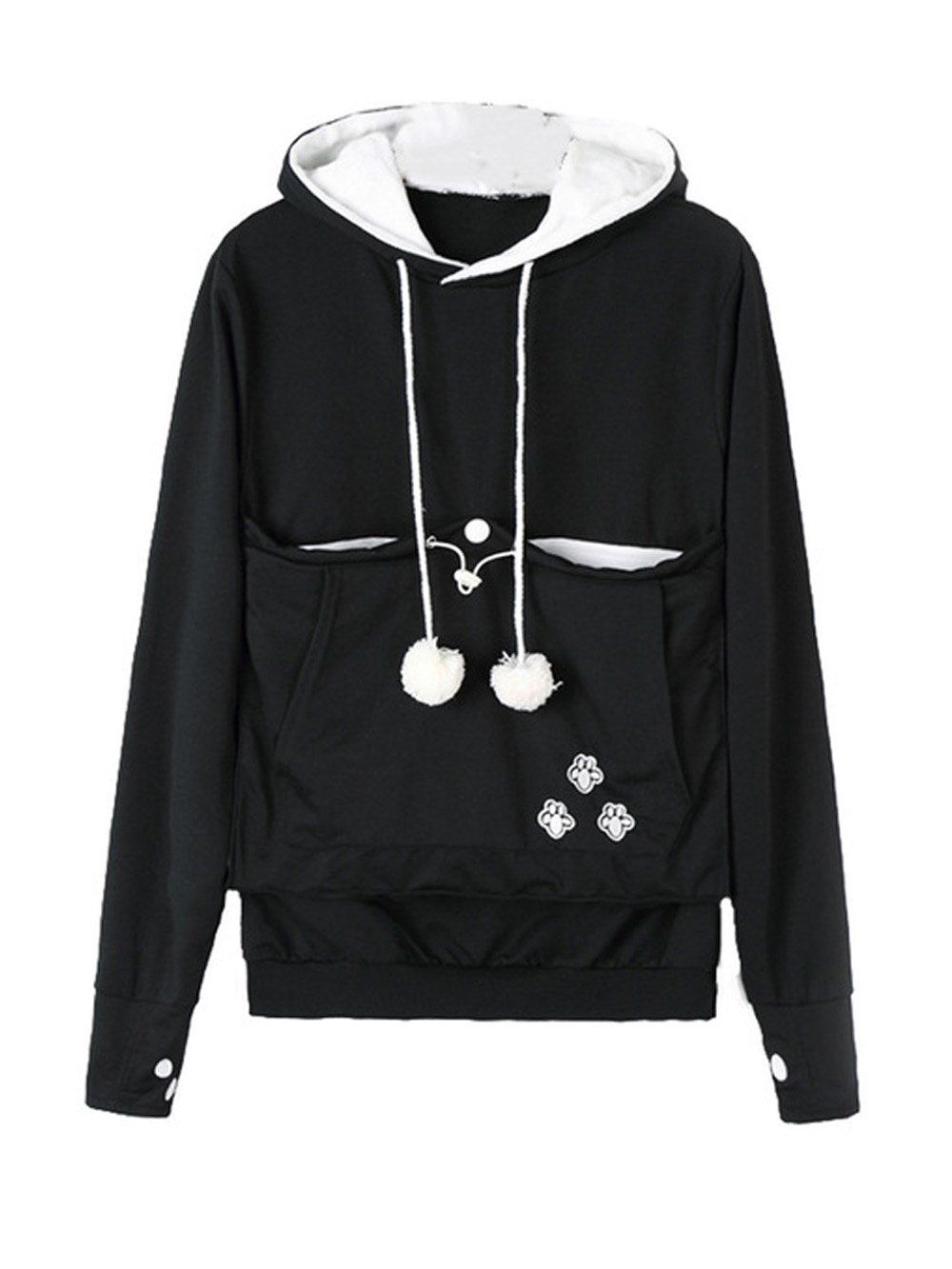 

Casual Style Hoodie Animal Ear Long Sleeves Hooded, Black