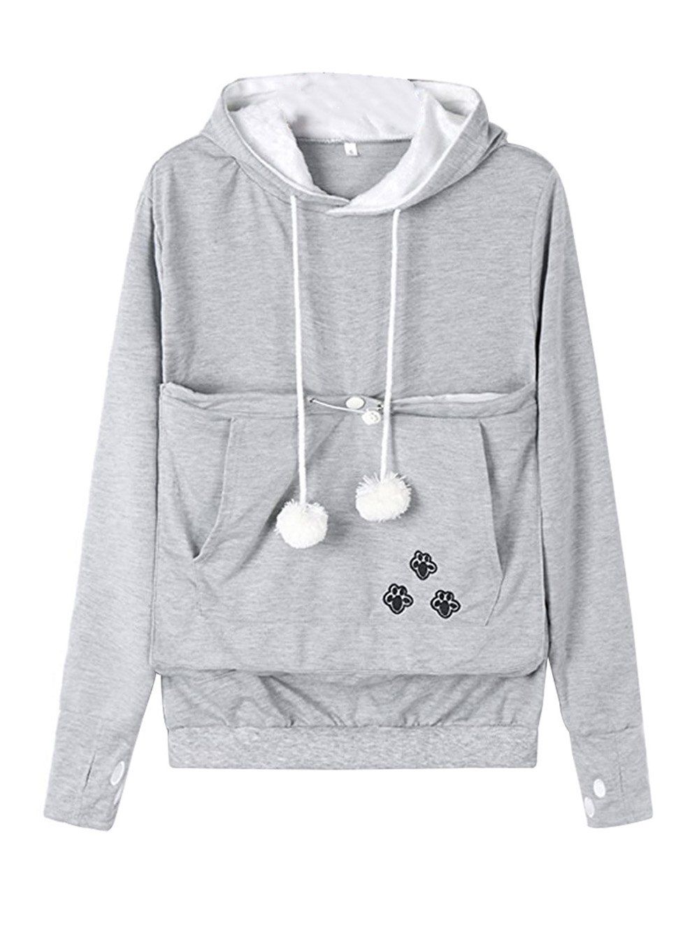 

Casual Style Hoodie Animal Ear Long Sleeves Hooded, Gray