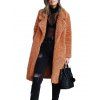 Womens Teddy Bear Pocket Fleece Jackets Lapel Coat Open Overcoat - CARAMEL S