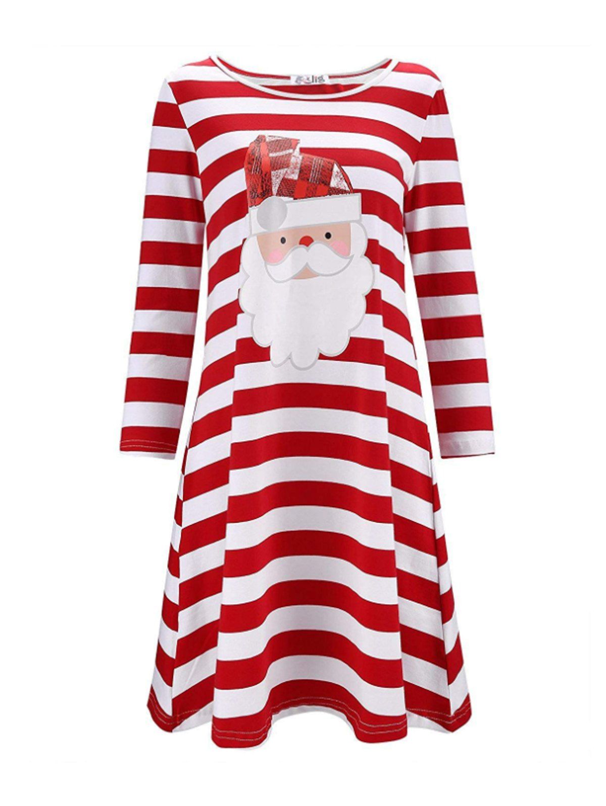 Christmas Print Stripe Casual Dress - 005 XL