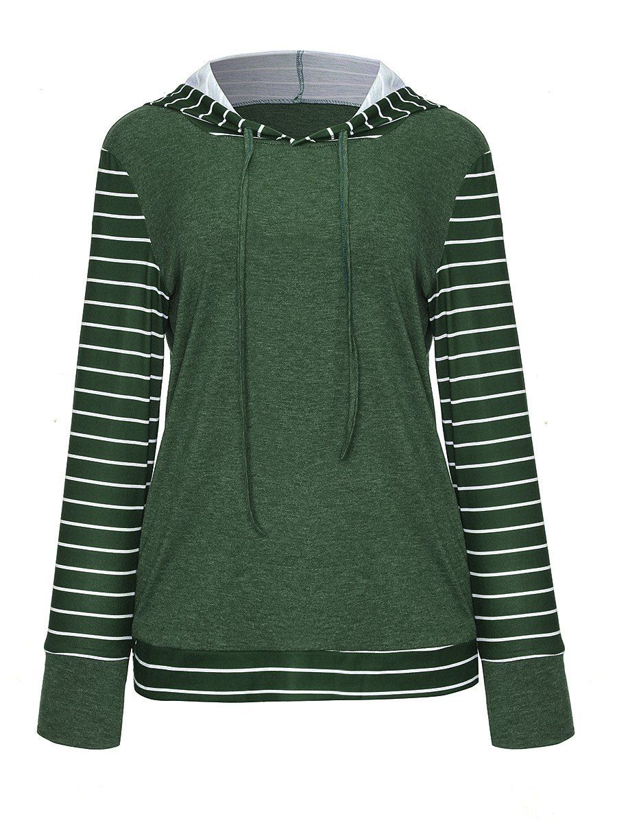 

Striped Long Sleeve Patchwork Hoodie, Medium spring green