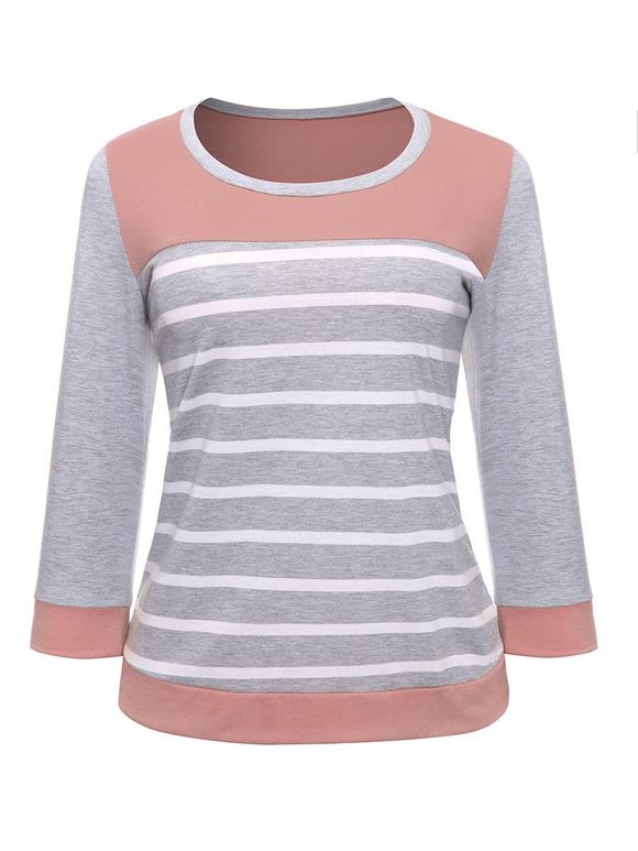 Striped Splice T-shirt - Rose S