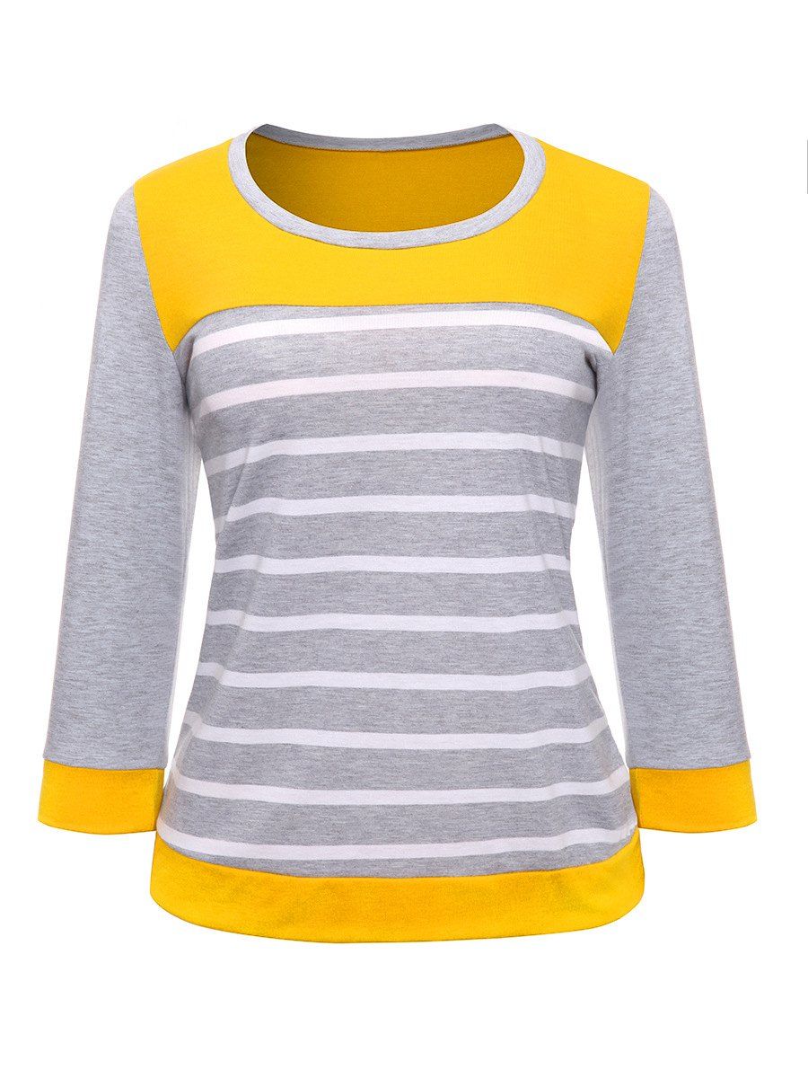 

Striped Splice T-shirt, Yellow