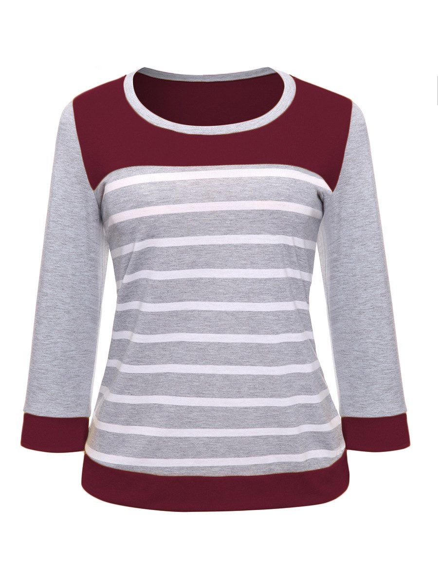 

Striped Splice T-shirt, Red wine