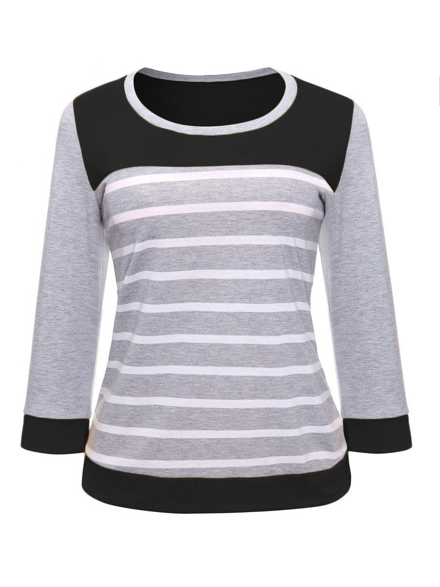 

Striped Splice T-shirt, Black