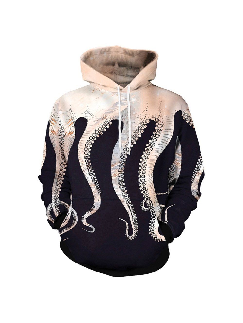 

Unisex 3D Graphic Printed Drawstring Pullover Hoodie, Blanched almond