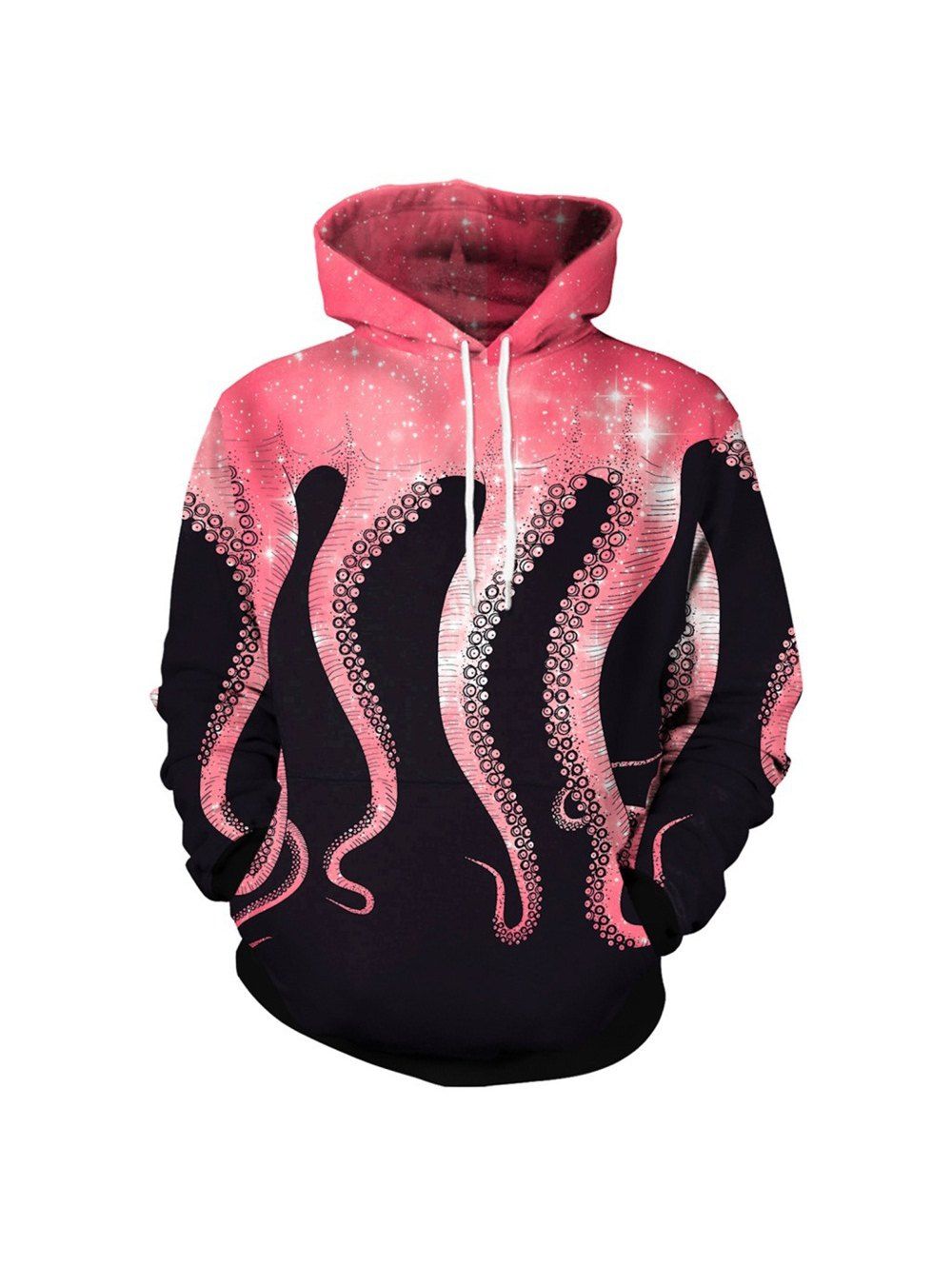 

Unisex 3D Graphic Printed Drawstring Pullover Hoodie, Pink