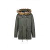 Casual Parka Coats Military Faux Fur Hooded Trench Jackets - Vert Armée XL