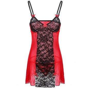 Women Sexy Shoulder Strap Bowknot Plus Size Babydoll Lingeries Sleepdress