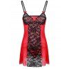 Robe De Nuit Nuisette Lingerie Sexy Epaule à Bretelle de Grande Taille Pour Femme - Rouge 2XL