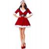Women's Christmas Party Sexy V Collar Half Sleeve Hooded Dress - Rouge L
