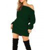 Women's Dew Shoulder Long Sleeve Bodycon Dress - Vert Foncé S