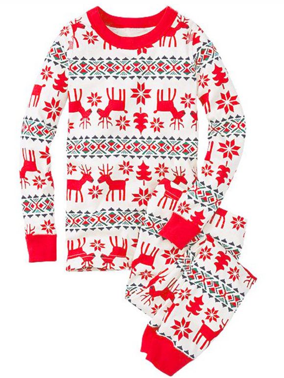 Christmas  Casual Flower Print Family Pajama Sets - Blanc DAD XL