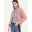 Stand Collar Hairy Short Coat - PINK S
