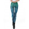 Womens Mermaid  Scale Hologram Stretch Soft Shine Leggings - Bleu L