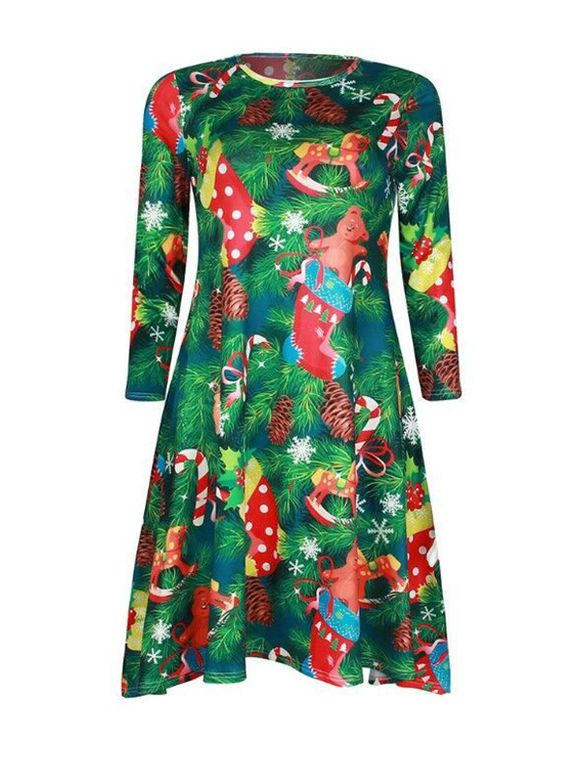 Christmas Tree Print Casual Dress - Vert M
