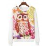 Owl Coral Print Pullover Hoodie - Blanc L