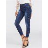 Women Straight Pull on Jean with Pocket  Bead Skinny Jeans - Bleu profond S