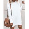 Womens Fashion Round Neck Long Sleeve Sweater Dress - Blanc L