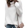 Women Cowl Neck Ribbed Long Sleeve Knit Pullover Sweater - WHITE XL