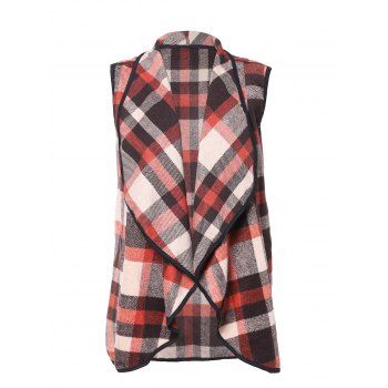 

Plaid Lapel Sleeveless Cape Woolen Vests Coat, 005