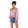 Off Shoulder Chiffon Shirt Foam Sleeve blouse - Rose M
