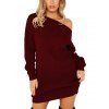 Women's Dew Shoulder Long Sleeve Bodycon Dress - Rouge Vineux S