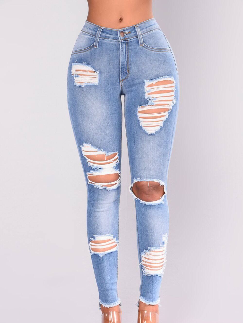  17 OFF 2021 Womens Distressed Ripped Stretch Denim Skinny Denim 